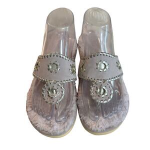 Jack Rogers Jacks Sandals Shoes Pink Silver Fleece Flip Flops Womens Size 7